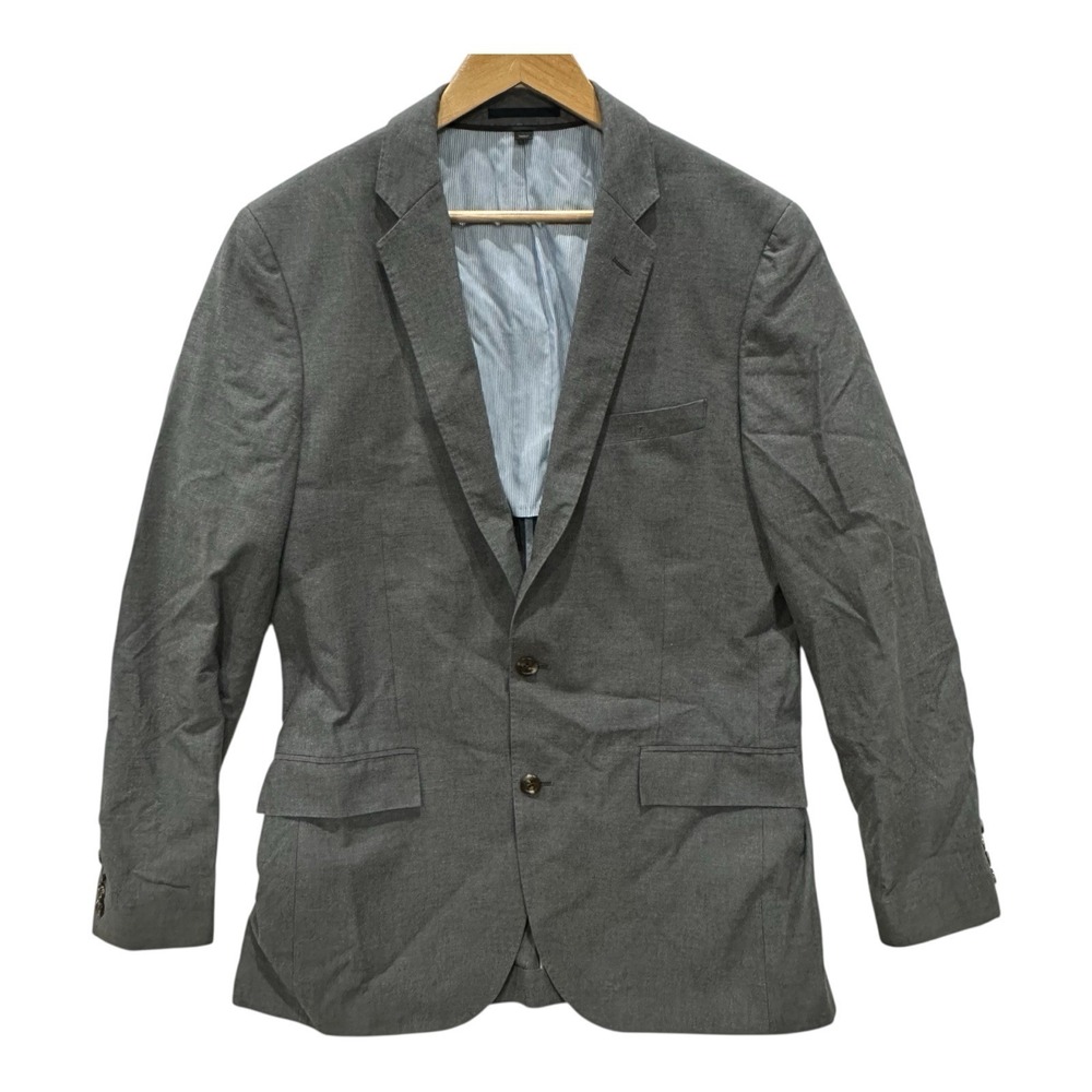 J. Crew Mens Ludlow Blazer‎ Jacket Size 40L Gray Carpini Italy Dual Vent